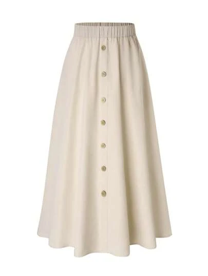 SHEIN Unity 女式加大码前开襟喇叭裙