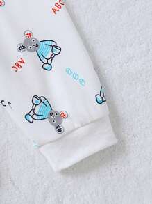 Set de 2 pijamas con forro térmico y estampado de gato para bebés y niños pequeños, adecuado para 6-24 meses, otoño/invierno
