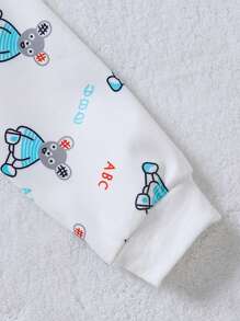 Set de 2 pijamas con forro térmico y estampado de gato para bebés y niños pequeños, adecuado para 6-24 meses, otoño/invierno