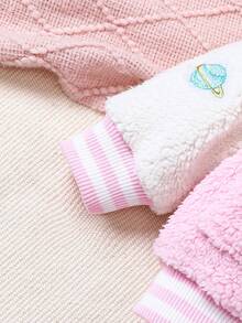 女嬰毛絨卡通設計夾克外套 - 粉色 - 查看 6