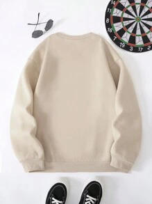 Manfinity Dauomo Men's Crown Bear Printed Round Neck Sweatshirt - Khaki - View 2