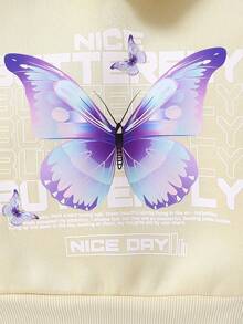 SHEIN 2pcs Butterfly & Letter Printed Fleece Hoodies - Multicolor - View 5