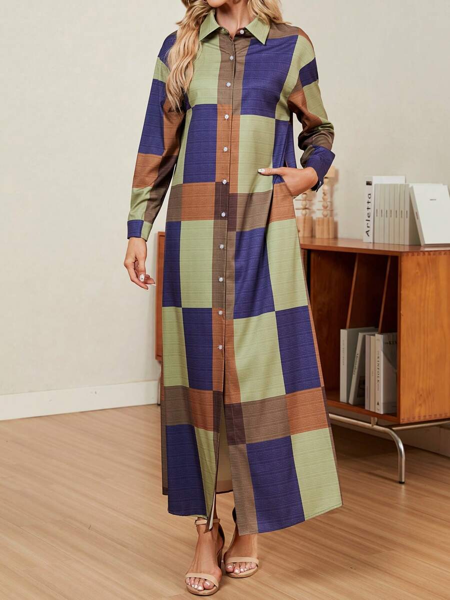 EMERY ROSE Women's Contrast Color Shirt Dress - Yellow - View 1