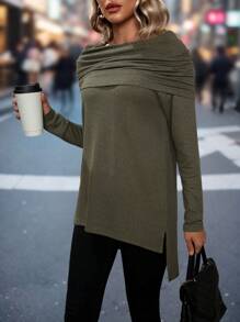 SHEIN LUNE Camiseta de mujeres de hombros descubiertos manga larga