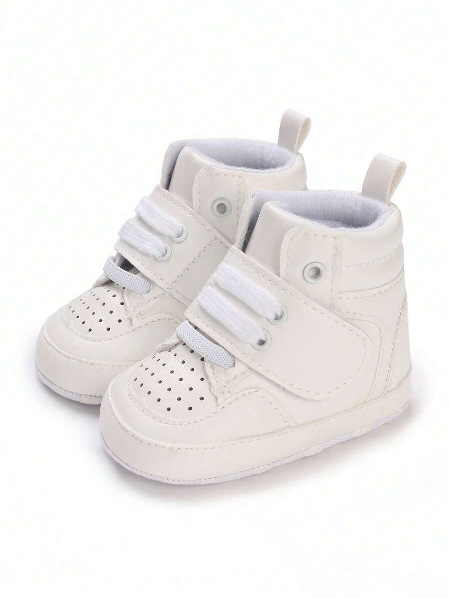 Baby Boy Hook-and-loop Fastener Strap High Top Sneakers - White - View 1