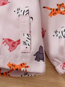 Baby Girls' And Toddler Girls' Hooded Animal Printed Trench Coat