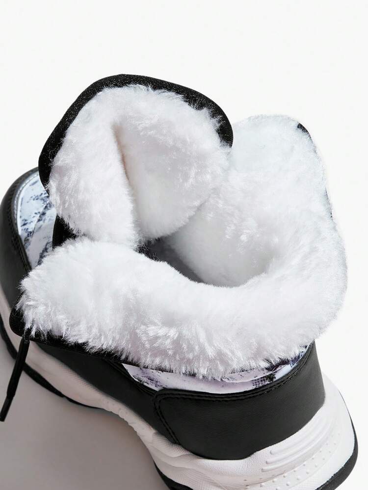 Fashionable Color Block Boys' Flat Comfortable Warm Snow Boots With Plush Lining