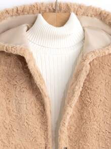 Teen Girls' Hooded Winter Jacket With Thermal Lined - Apricot - View 3