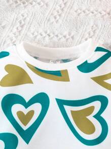 SHEIN Bé gái Đáng yêu Giải trí In Trái tim Hai chiếc Cho mùa xuân Và Mùa thu - Nhiều màu - Xem 8