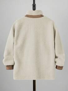 RueChic Men's Plush Paneled Large Pocket Jacket - Beige - View 2