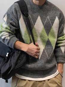 Manfinity Hypemode Men Argyle Pattern Sweater - Multicolor - View 2