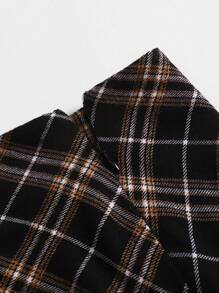 SHEIN EZwear Plaid Printed Pleated Hem Skirt - Brown - View 4