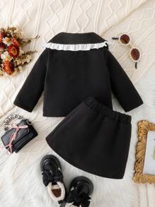 Baby Girls' Elegant And Sweet Skirt Set For Spring And Autumn - Black - View 2