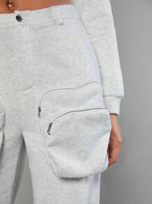 Hauture Set di due pezzi composto da felpa corta con cappuccio e pantaloni con tasche con zip