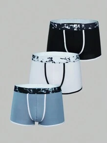 Men's Color-contrast Edge Boxer Briefs (3pcs)