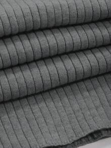 DAZY 女士簡約實色針織毛衣連衣裙,分割式下擺 - 灰色 - 查看 5