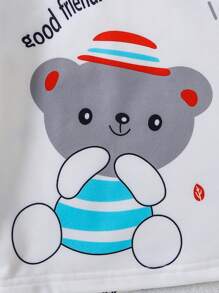 Set de 2 pijamas con forro térmico y estampado de gato para bebés y niños pequeños, adecuado para 6-24 meses, otoño/invierno