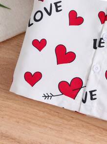 Conjunto de 2 piezas de camisa y pantalones cortos con estampado de corazón para niño, Día de San Valentín - Multicolor - Ver 6