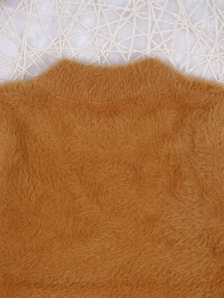 Baby Boy's Giraffe Patterned Round Neck Color Block Sweater