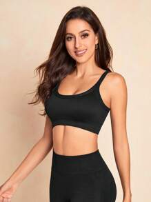 Easithlete Women's Seamless Sports Bra - Black - View 5