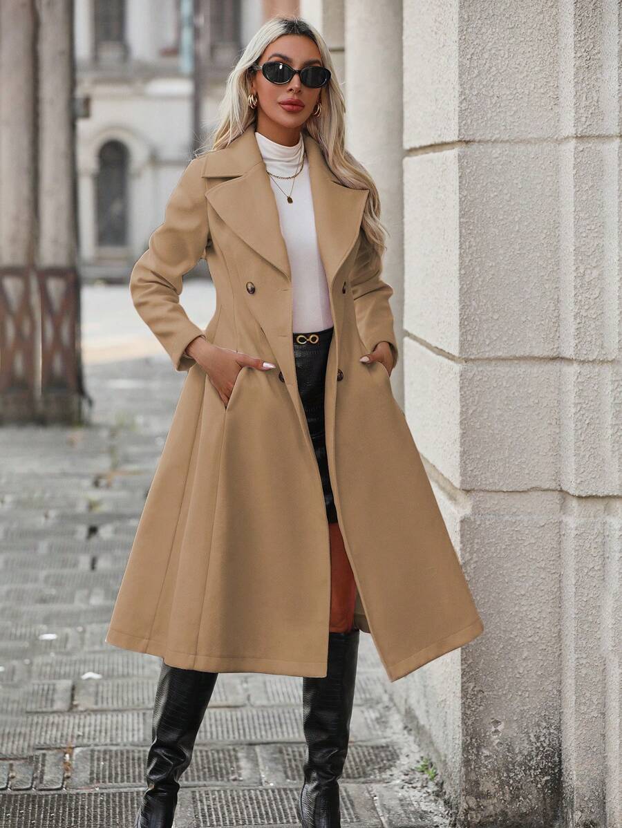 SHEIN Clasi 女士呢子服裝 - 卡其色 - 查看 1