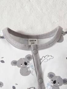 SHEIN Đứa bé gái 2 Miếng In Koala Tương phản ràng buộc Bộ Jumpsuit có giầy - Nhiều màu - Xem 6