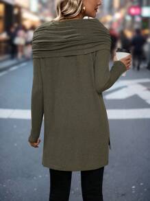 SHEIN LUNE Camiseta de mujeres de hombros descubiertos manga larga