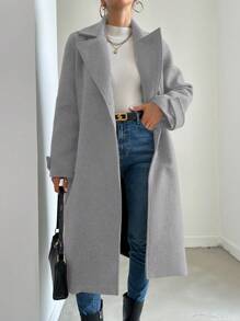 EURMUSE Grey Woolen Pants With Hidden Pockets - Light Grey - View 4