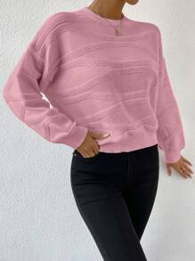 SHEIN LUNE Solid Color Drop Shoulder Sweater Pullover Knit Pullover Fall Winter Outfit