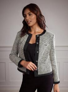 MOTF Classy TWEED CONTRAST TRIM JACKET - Grey - View 8