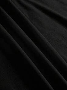 SHEIN EZwear 女士字母印花短袖t恤 - 黑色 - 查看 4