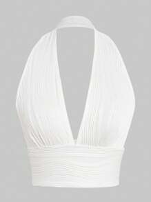 VaVaBold Women's 3pcs Halter Crop Tops In Solid Colors - Multicolor - View 5