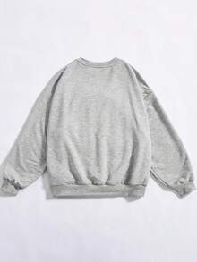 SHEIN Coolane Women's Plus Size Sweatshirt With Letter And Star Print - Light Grey - View 2