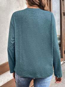 SHEIN LUNE 女款聖誕標語印花 T 卹 - 綠色 - 查看 2