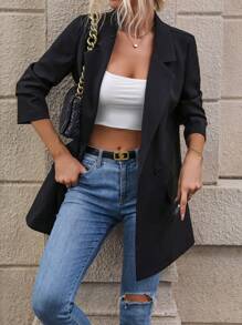 SHEIN LUNE Giacca da tailleur con revers a punta in tessuto autunnale per donna