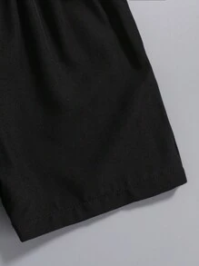 SHEIN 男童拼接色短袖襯衫和短褲套裝 - 紅色 - 查看 3