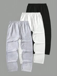 Manfinity Homme Loose Fit Men's 3pcs Letter Graphic Drawstring Waist Casual Sweatpants - Multicolor - View 2