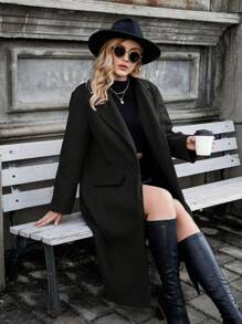 Calvaya Của phụ nữ Kích thước lớn Ve áo có khía Ngực đơn áo Với Chi tiết về Flap - màu đen - Xem 4