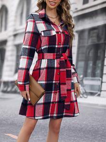 SHEIN LUNE 印花隨意裁剪連身裙 - 紅色 - 查看 6