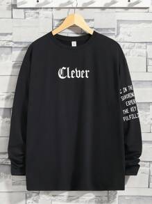 SHEIN Thiếu niên con trai Đồ họa Khẩu hiệu Áo thun - màu đen - Xem 1