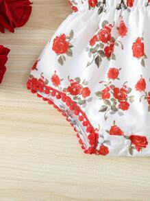 Baby Girls' Flower Printed Bodysuit With Headband - Multicolor - View 5