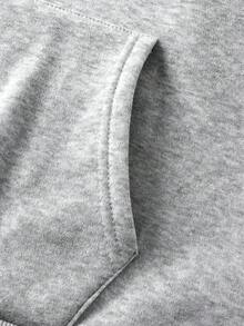 SHEIN EZwear Bóng chày Mũ sắt của lính In Đồ họa Hoodie - Màu Xám nhạt - Xem 3