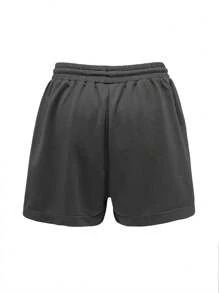 SHEIN EZwear Cartoon Graphic Drawstring Waist Shorts - Dark Grey - View 2