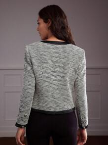 MOTF Classy TWEED CONTRAST TRIM JACKET - Grey - View 6