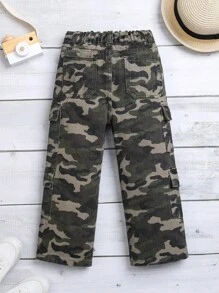 幼女迷彩翻轉口袋牛仔褲 - 彩色 - 查看 2