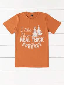 Calvaya 女款大尺碼標語印花 T 卹 - 橘色 - 查看 3