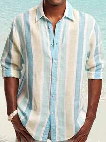 NITAGUT Men's Casual Striped Shirt - Multicolor - View 1