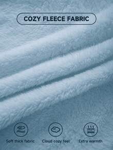 SHEIN EZwear 加大码抓绒抽绳卫衣，落肩设计 - 藍色 - 查看 3