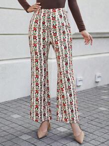 SHEIN Clasi Floral Print Wide Leg Trousers Fall Cloth For Women - Multicolor - View 6