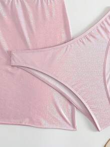 SHEIN Swim 粉色比基尼套装和沙滩裙（三件套）夏日海滩 - 粉色 - 查看 6